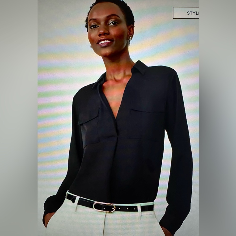 NWT Ann Taylor Black Classic Camp Shirt Size M